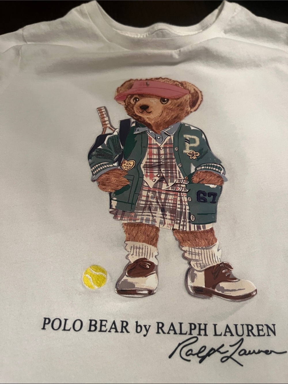 Ralph Lauren White Tee with Polo Bear Tennis Graphic - Picture 3 of 4